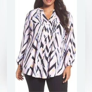 Melissa‎ McCarthySeven7  Pink Chevron-print Blouse